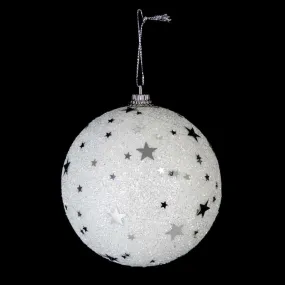 Boule noël argent pailletée D8 - Etoiles