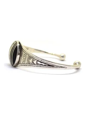 Bracelet médaillon en ébène, Bijoucolor - Argent