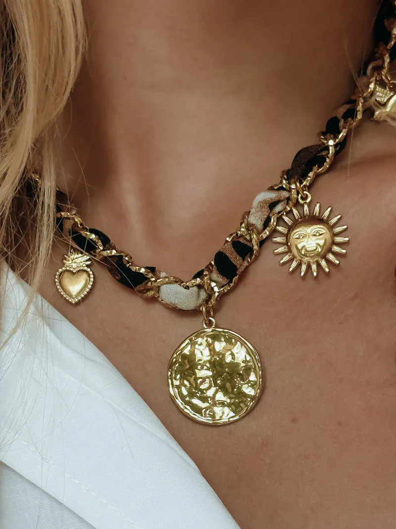 Collier léopard Félina - Doré/Beige