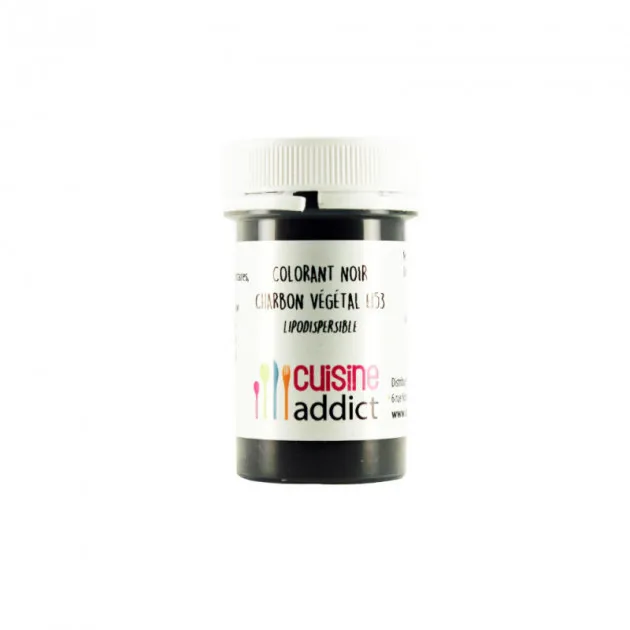 Colorant alimentaire Noir Charbon Végétal E153 8g Poudre Lipodispersible Cuisineaddict