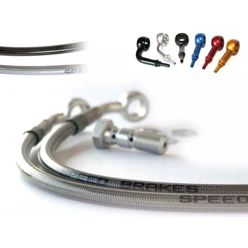 Durite de frein avant d'aviation SPEEDBRAKES inox/raccord or Suzuki GSX 1100 F