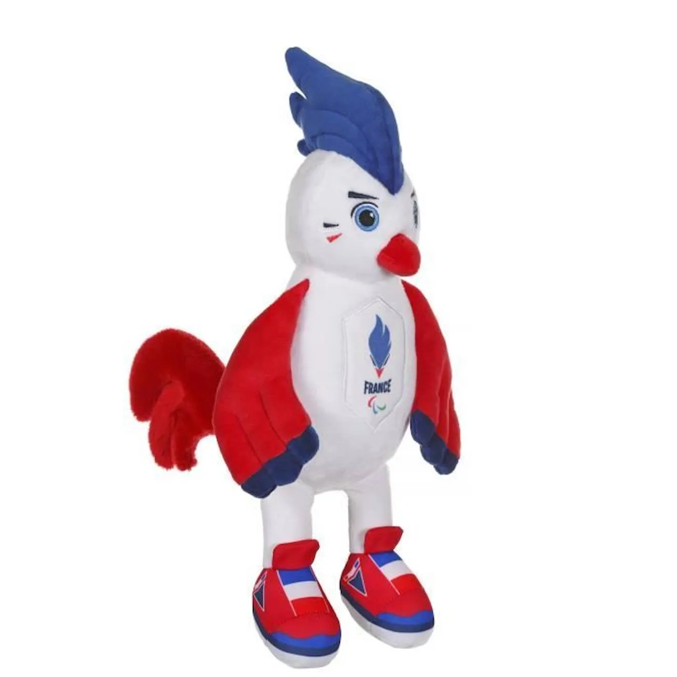 Gipsy Toys - Coq Peluche - Equipe de France Paralympique - Peluche Officielle Sous Licence - 15 cm assis rouge - Gipsy Toys