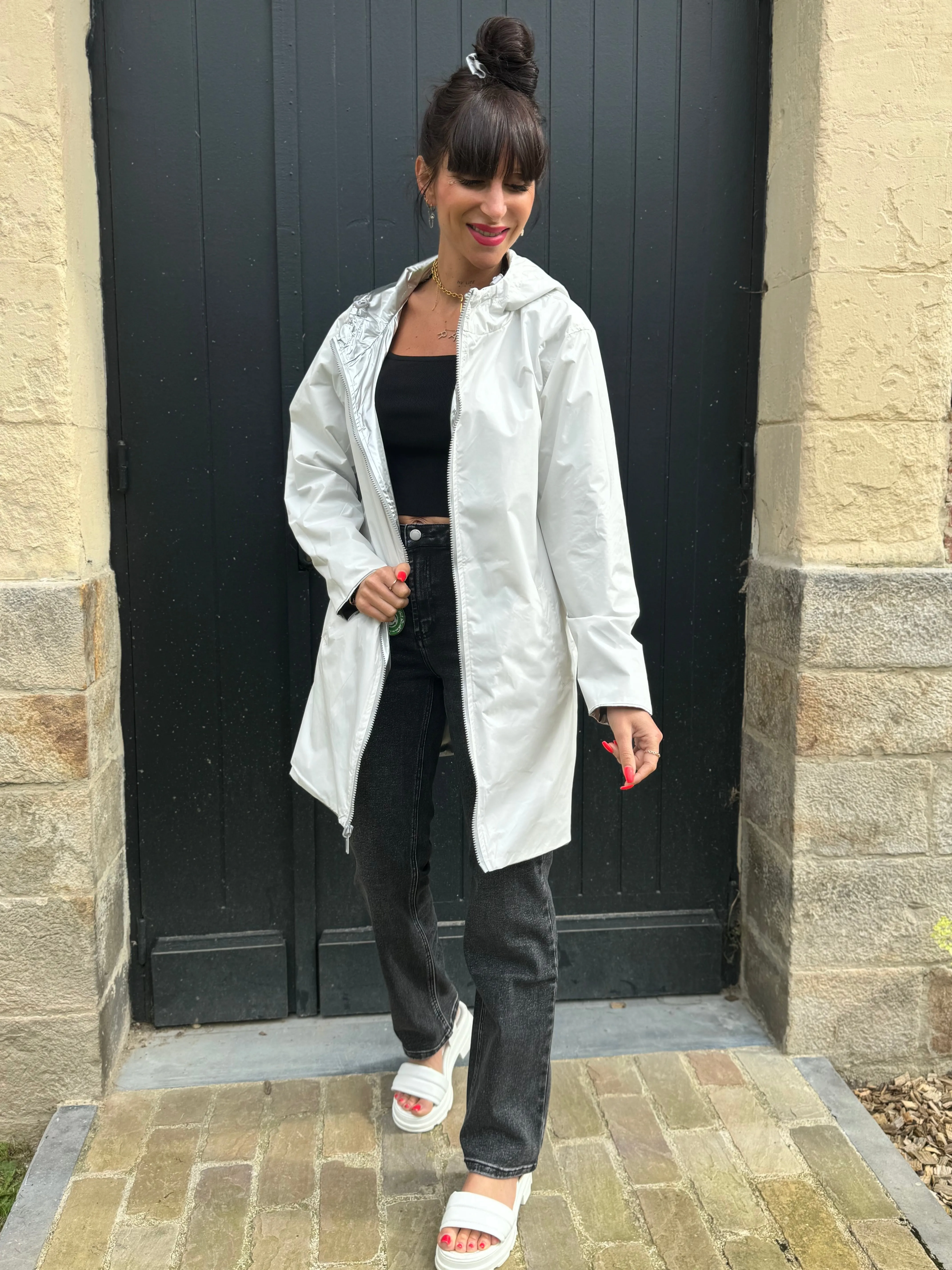 Imperméable Réversible NOUVEAU Argent/Blanc
