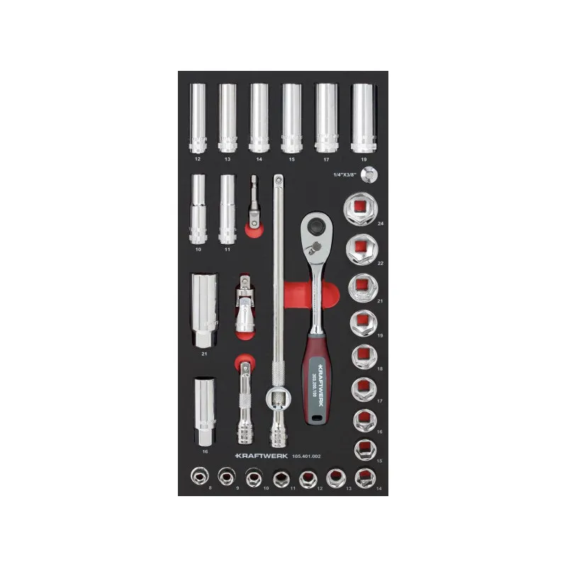 Jeu de douilles 3/8" inlay 20x40 avec 32 outils - KRAFTWERK