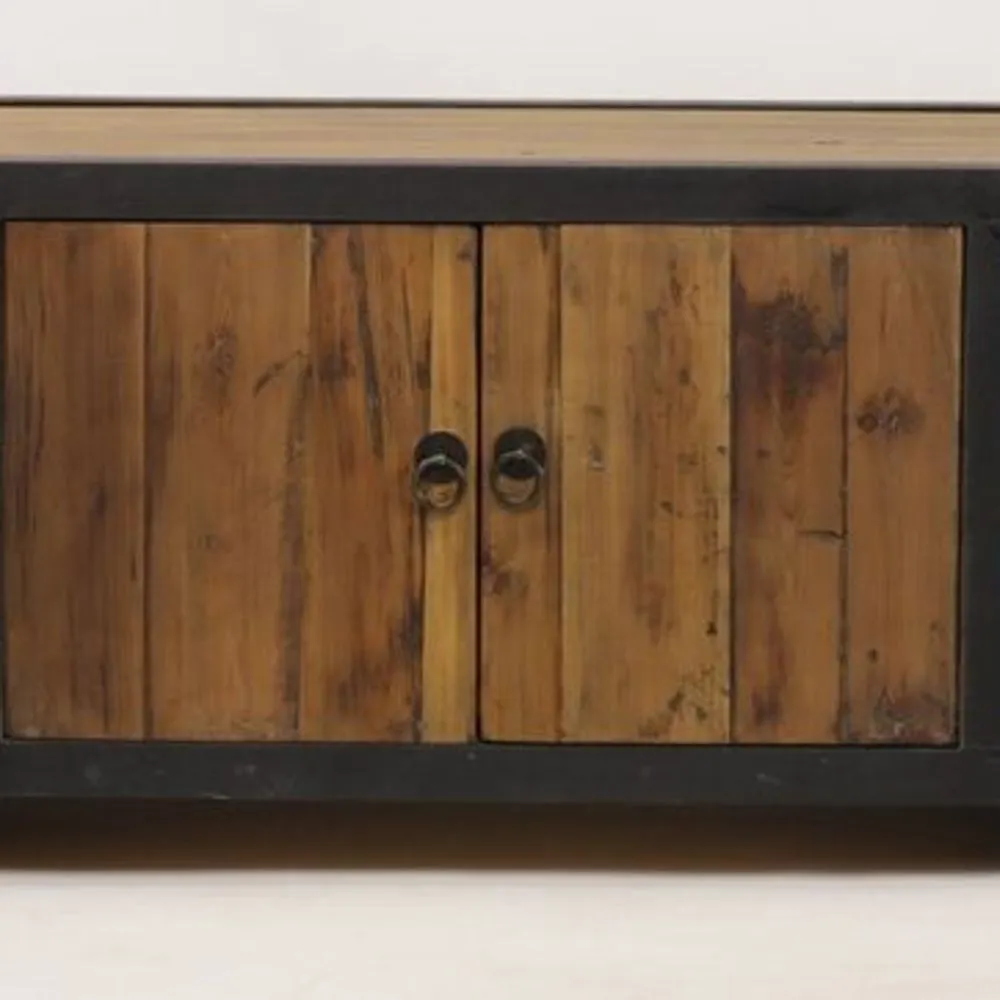 Meuble tv sherman bois recyclé et métal, design industriel 180 cm