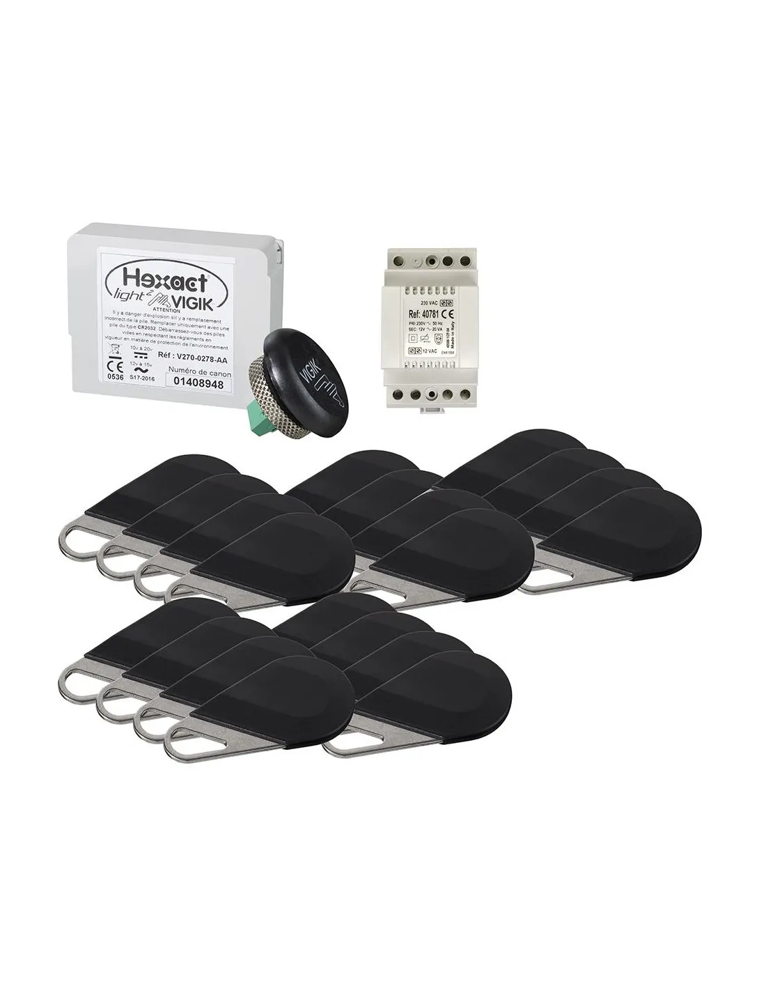 Pack avec 1 centrale helight2 et de 20 badges hecv2n programmés avec alim. 40781 HEPACK20 AIPHONE 150044