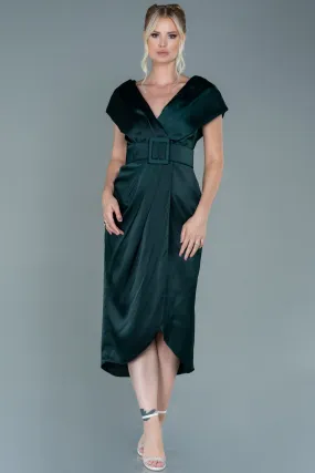 Robe de Cérémonie Midi Satin Émeraude ABK1888