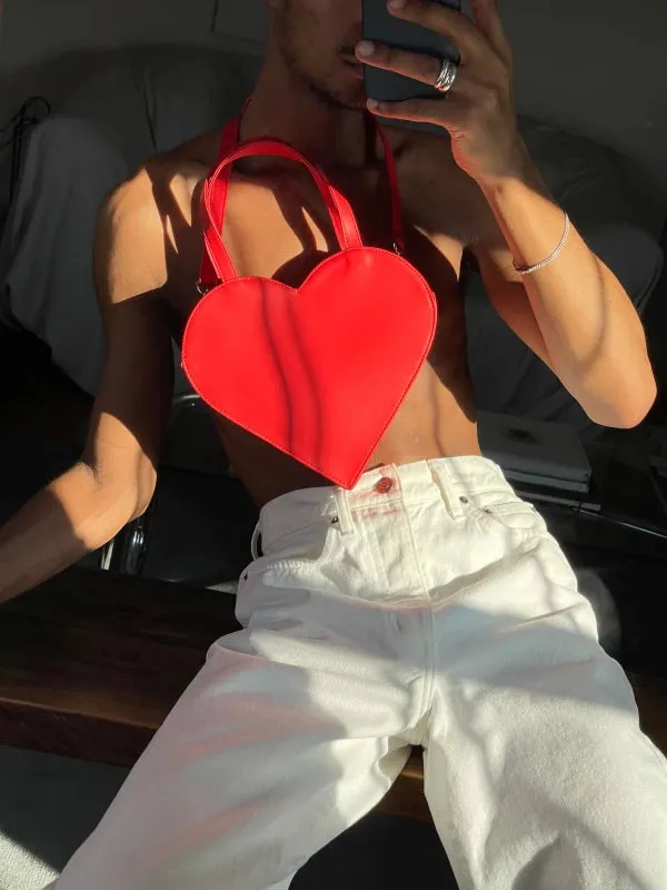 Sac coeur en cuir vegan Rouge