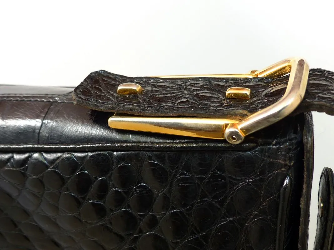 Sac croco en cuir vintage