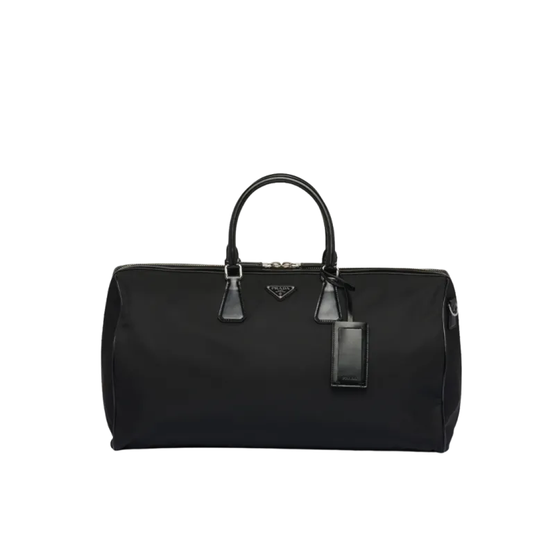 Sac marin porté main bandoulière Re-Nylon cuir brossé noir
