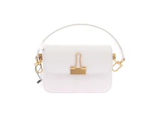 Sac à bandoulière en cuir blanc Plain Binder
