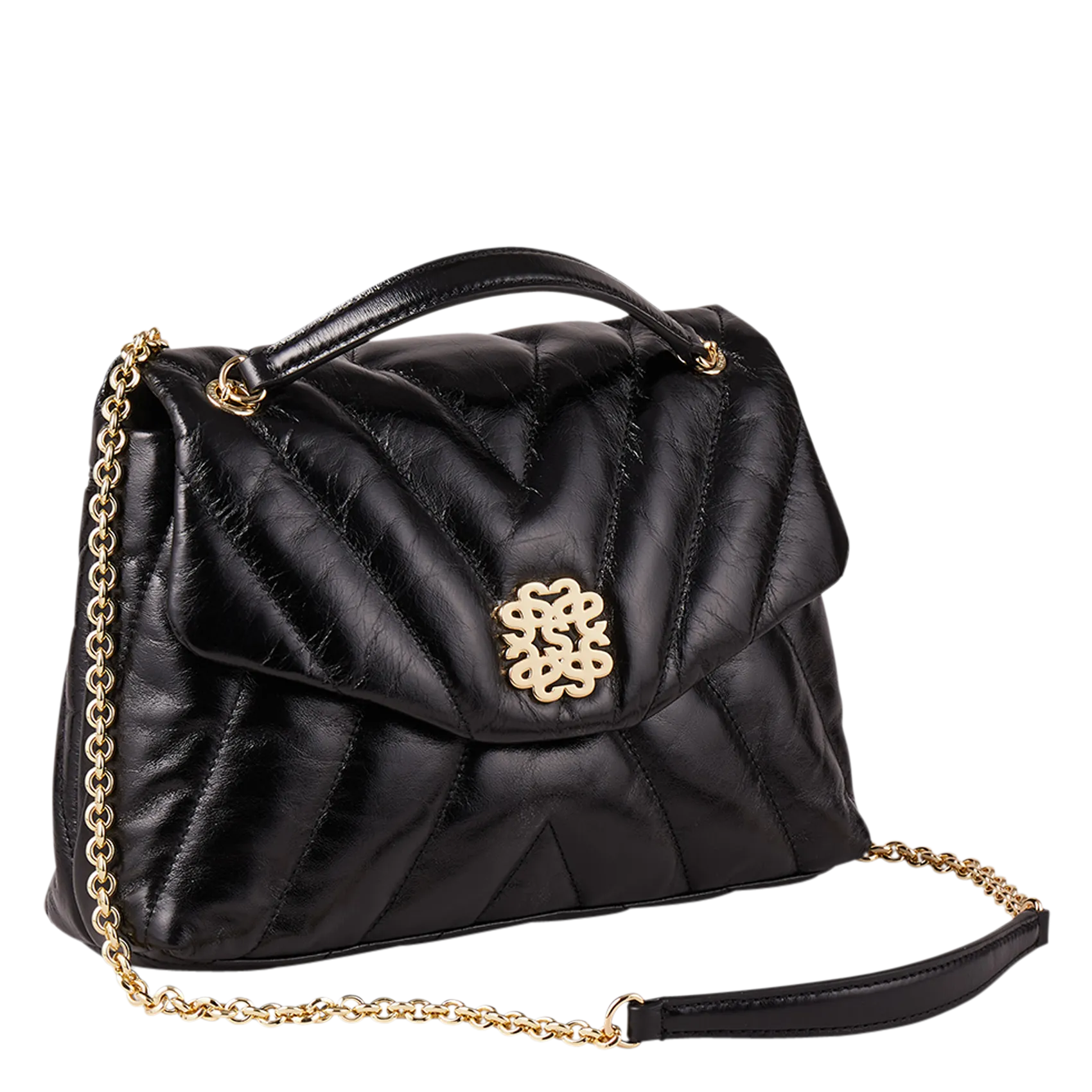 SANDRO  Sac bandoulière en cuir vieilli mila - Noir