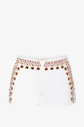 Short en cady à broderies ethniques