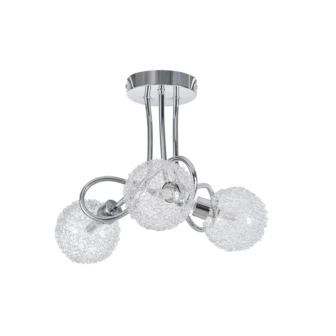 Suspension Led en métal 3 lumières boules en verre Olla Argenté  | 3 Suisses