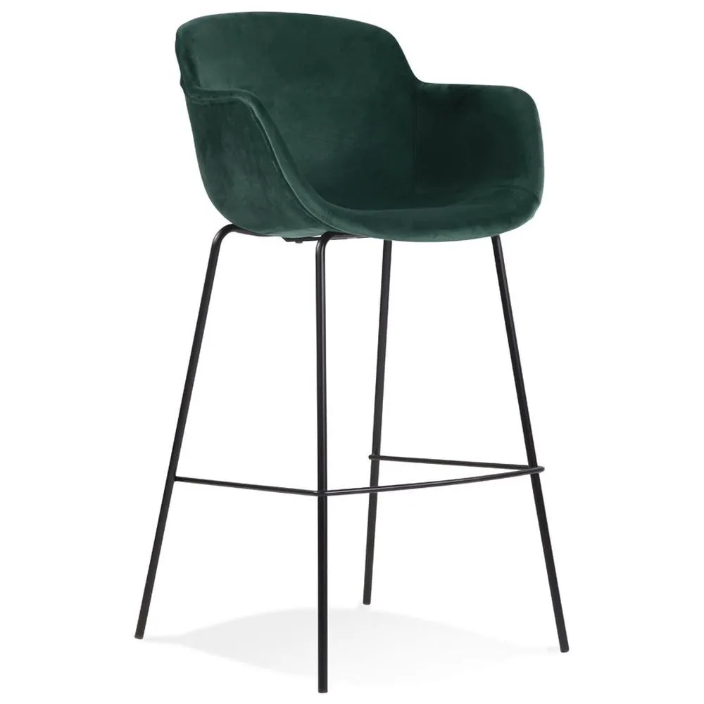 Tabouret de bar avec accoudoirs 'larissa' en velours vert